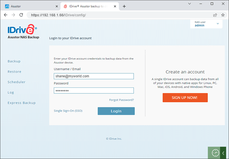 Configure your IDrive account